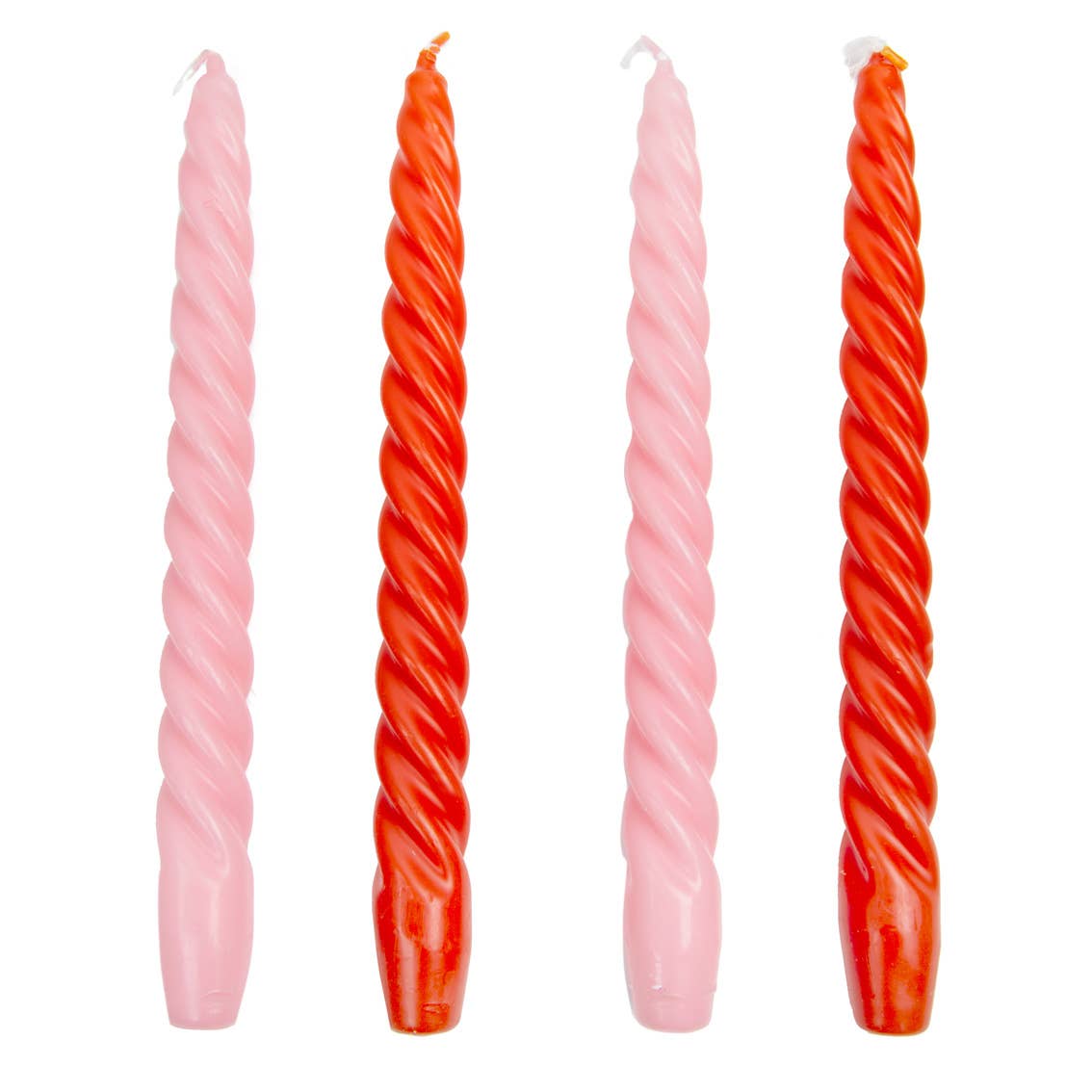 Orange & Pink Spiral Taper Candles | 4 Pack |