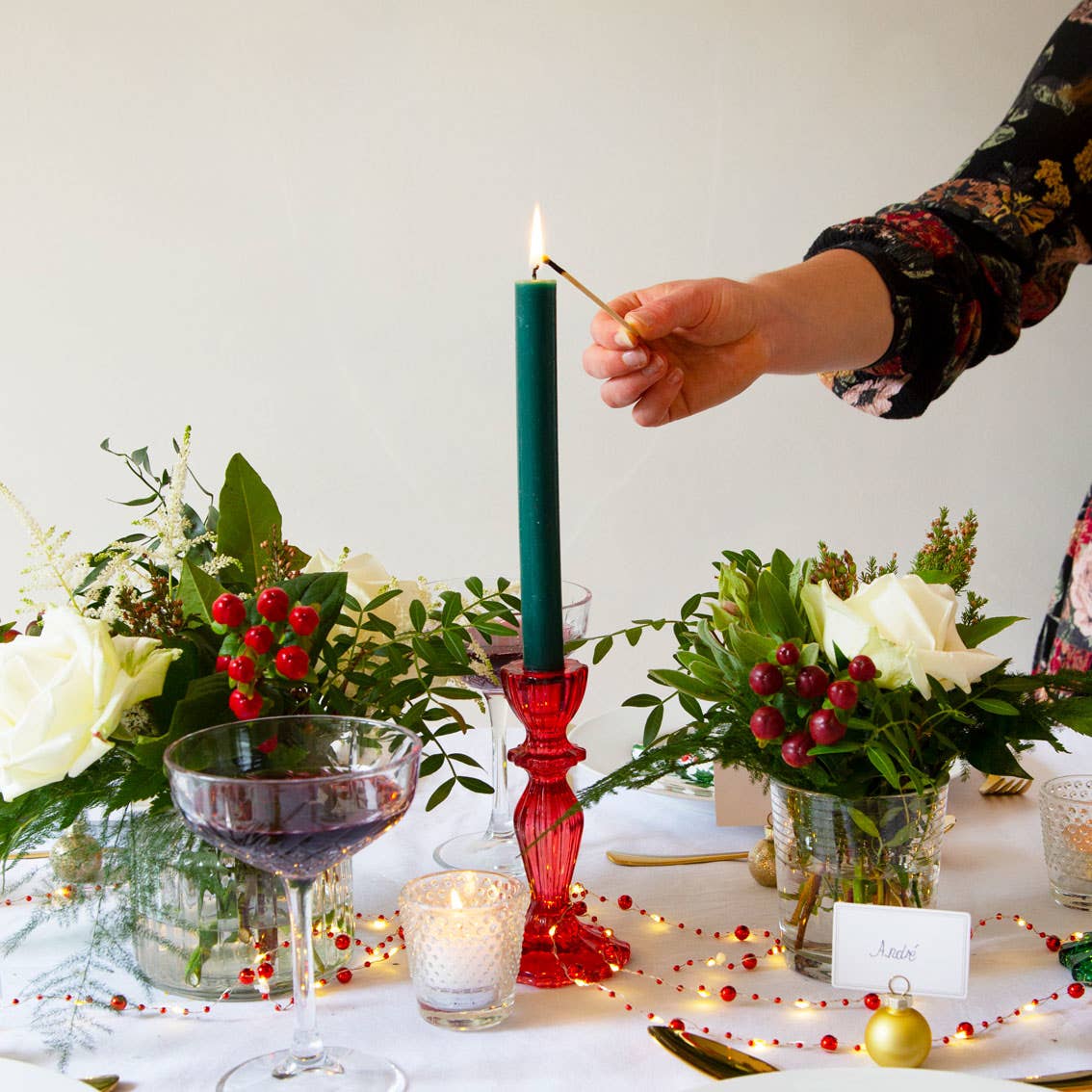 Red Glass Candle Holder | Summer | Mothers Day Gifts |