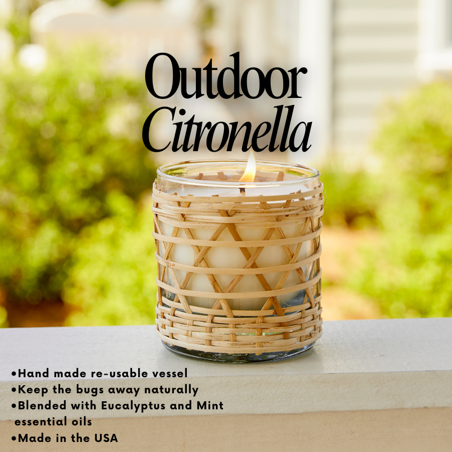 Eucalyptus Mint Citronella Bamboo Wrapped Candle 7oz. Ctn.6