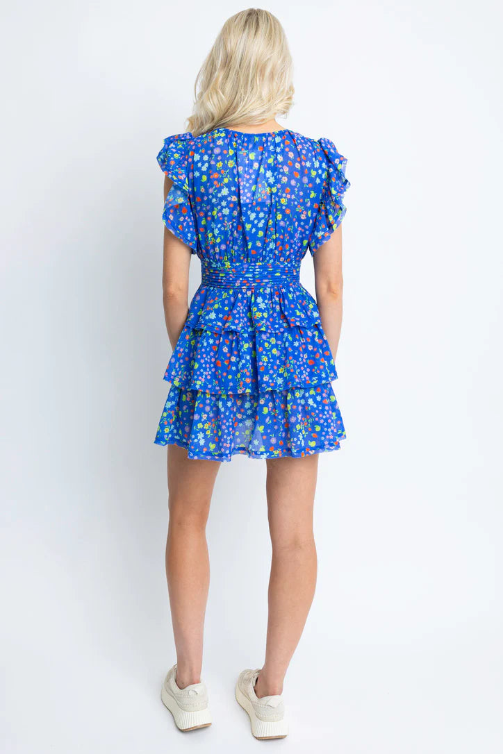 VNeck Ruffle Mini Dress in Summer Fruit