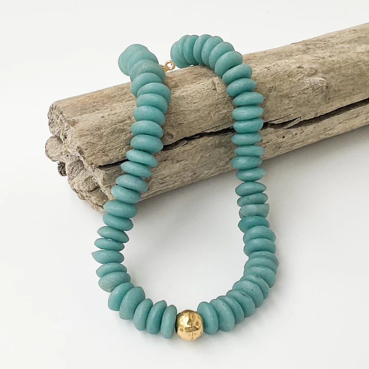 Heishi Clay Choker w/ Hammered Ball