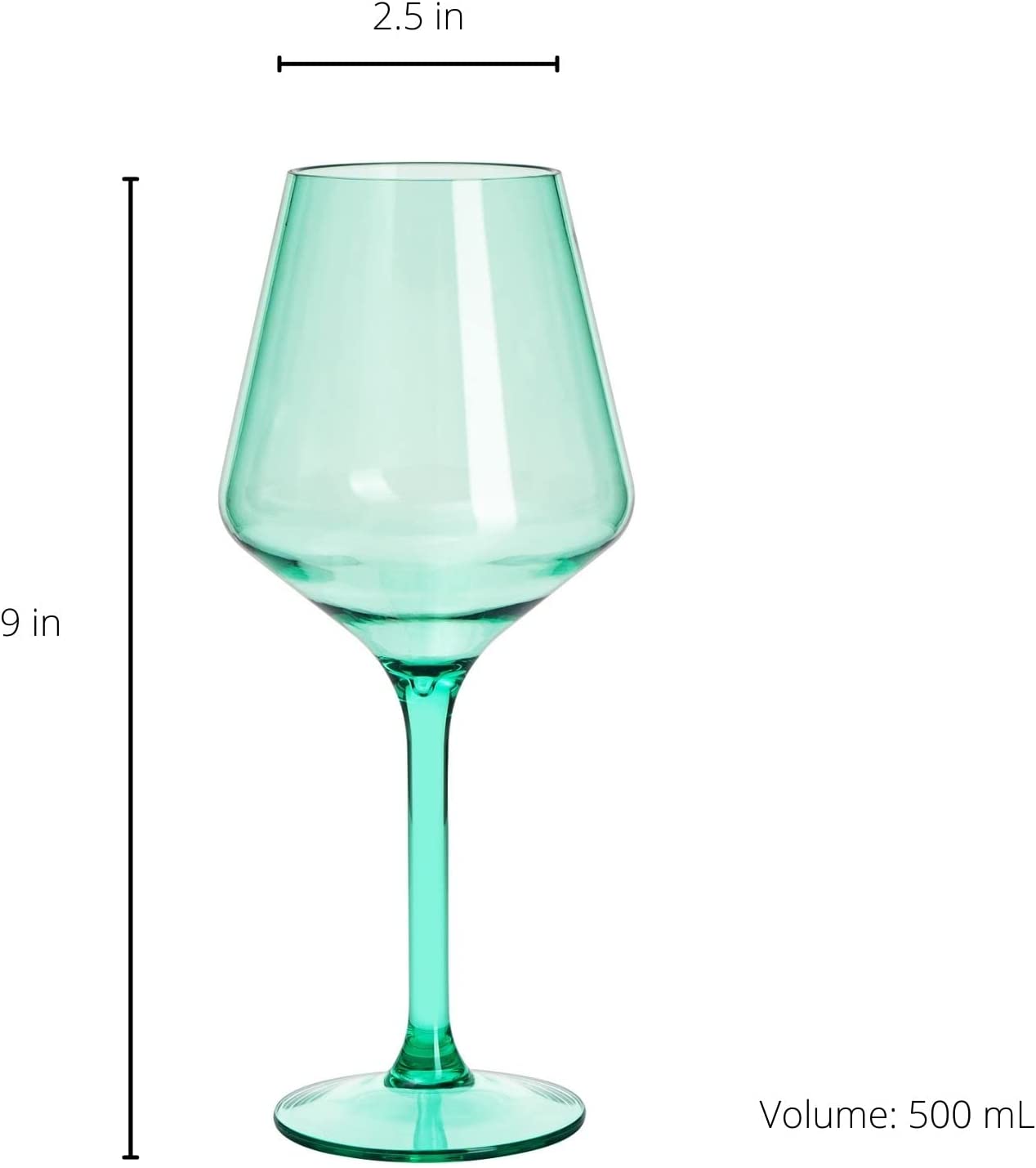 Unbreakable Colored Stemmed Acrylic Wine Glasses Set of 6