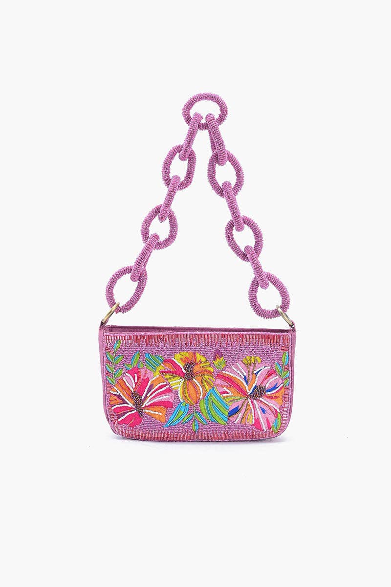 Petal Glimmer Embellished Shoulder Bag