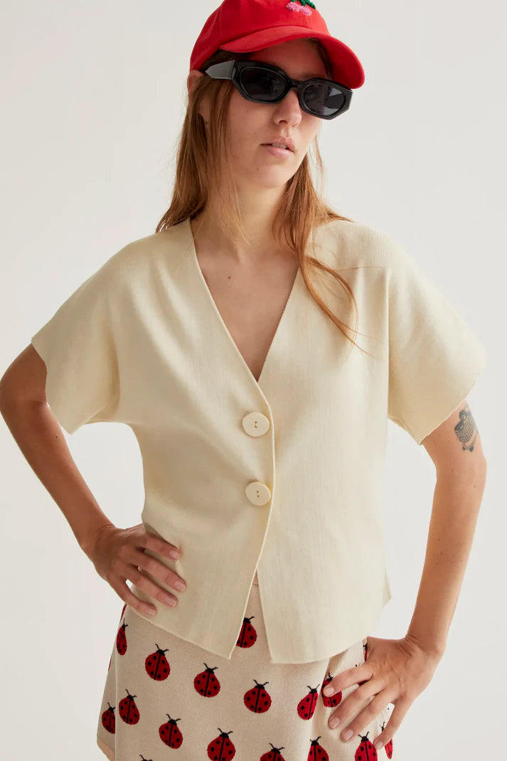 Short Sleeve Knit Cardigan