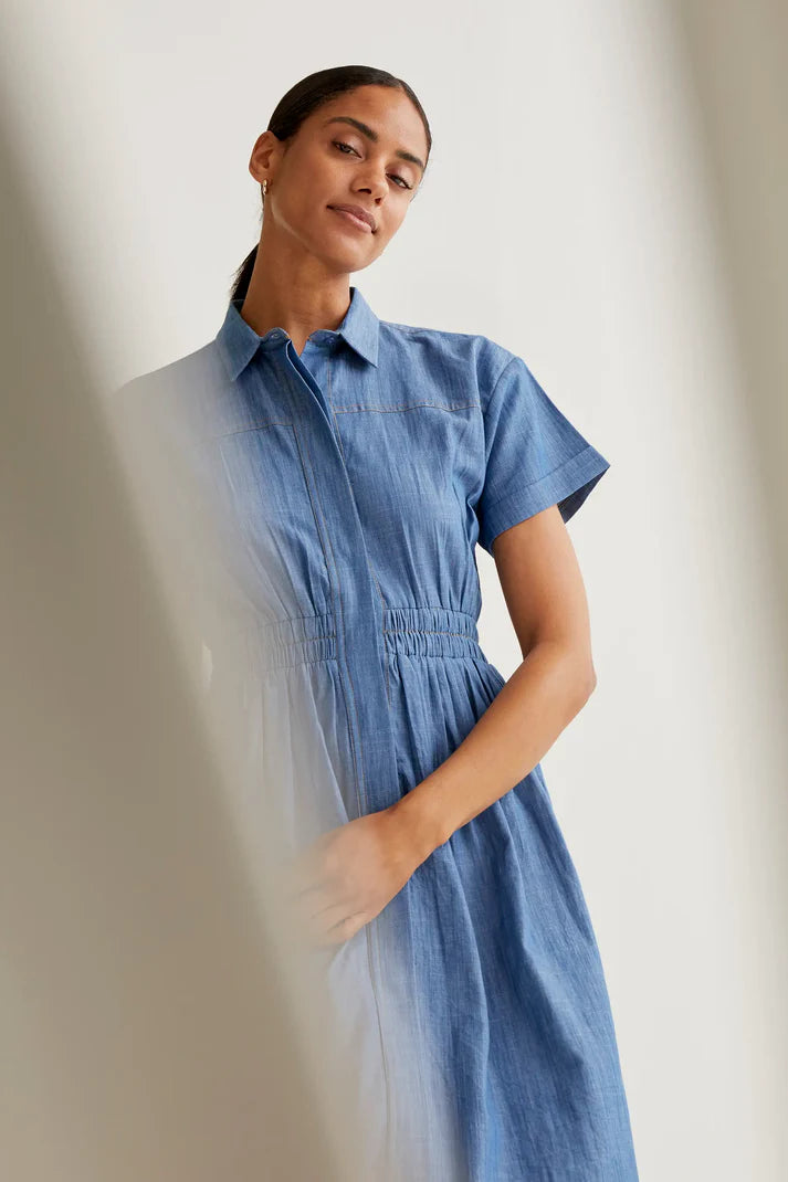 Chambray Midi Shirt Dress