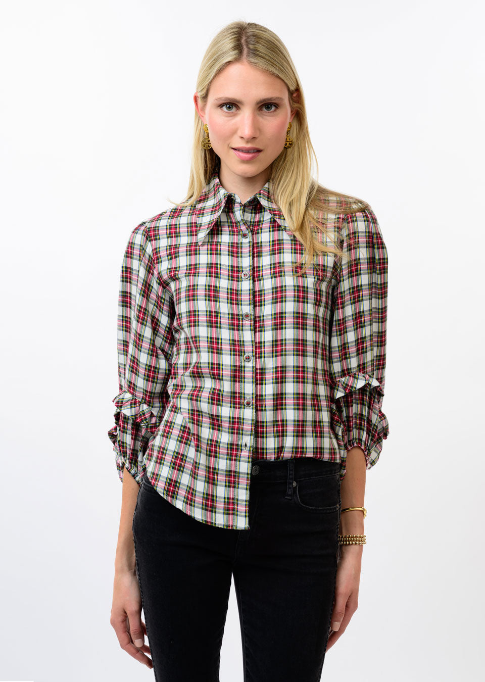 Ivory Plaid Blouse