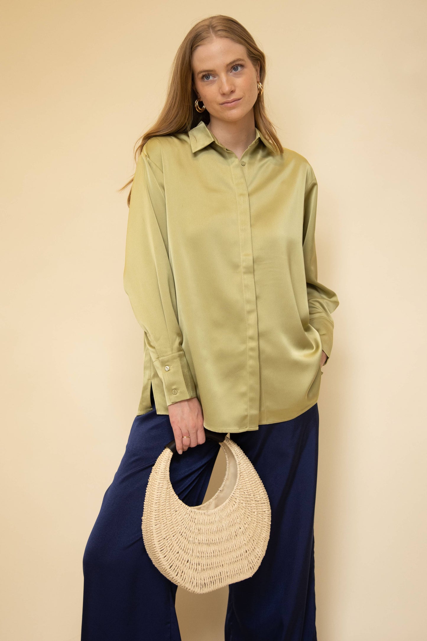 Solid Satin Wide Leg Pants