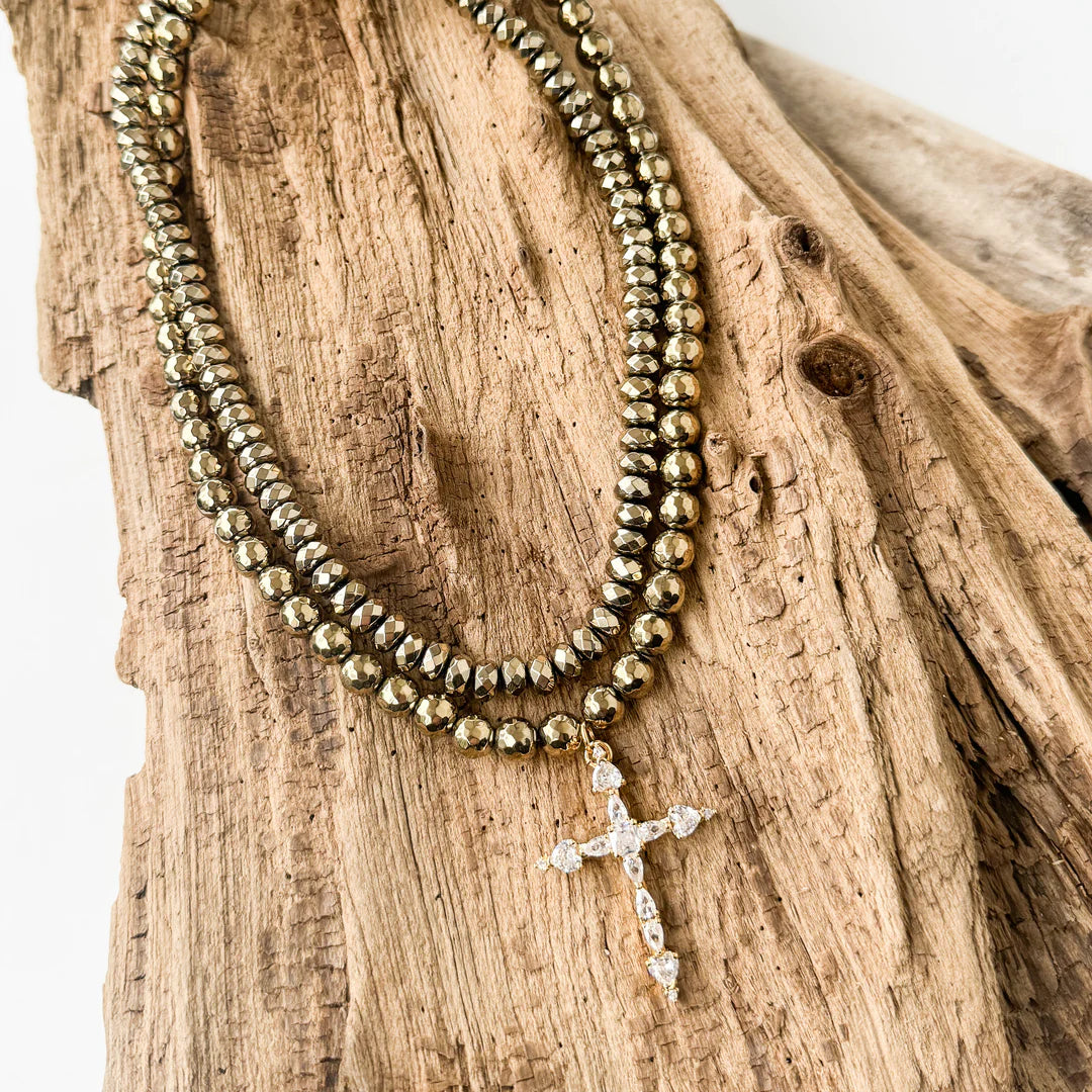 Gothic Rhinestone Cross on Gemstone