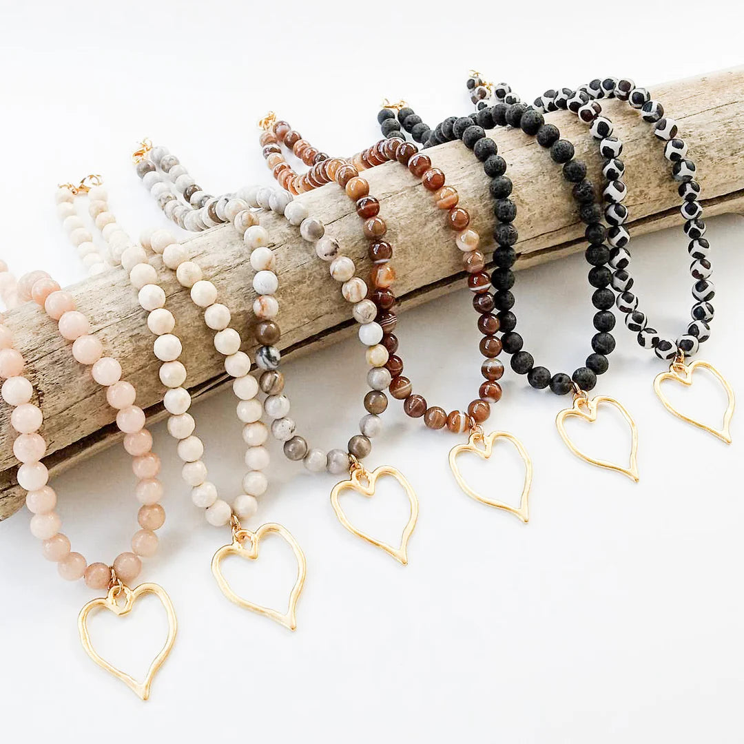 Gemstone Necklace with Heart
