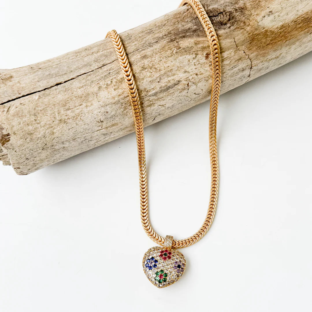 Quilted Heart on Flat Woven Chain