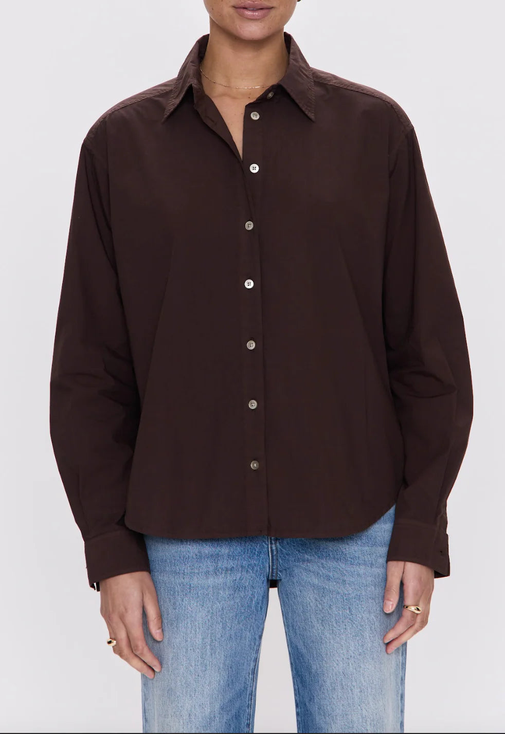 Finlay Oversized Button Up Blouse in Mocha
