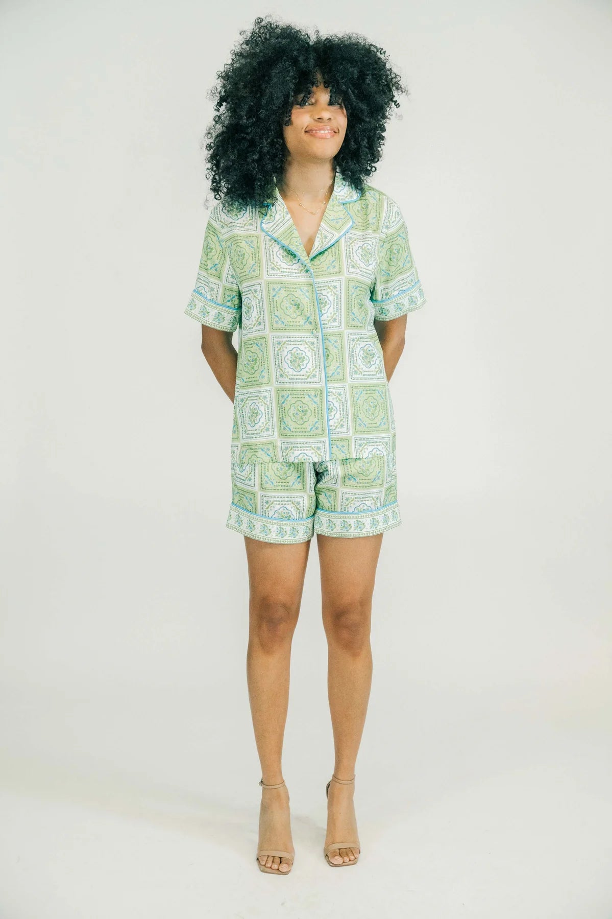 Celine Short PJ Set in Sunny Lime