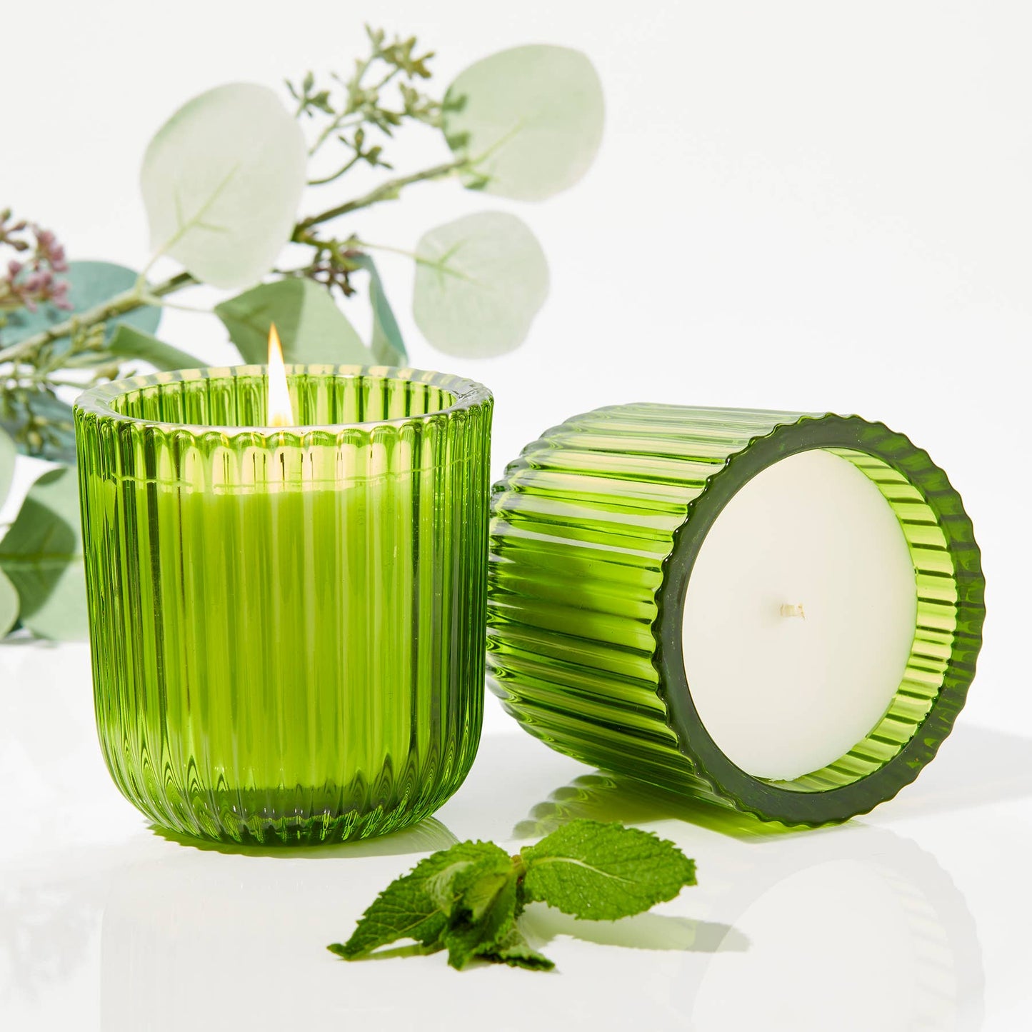 Eucalyptus Mint Citronella Green Glass Candle 8oz. Ctn.6