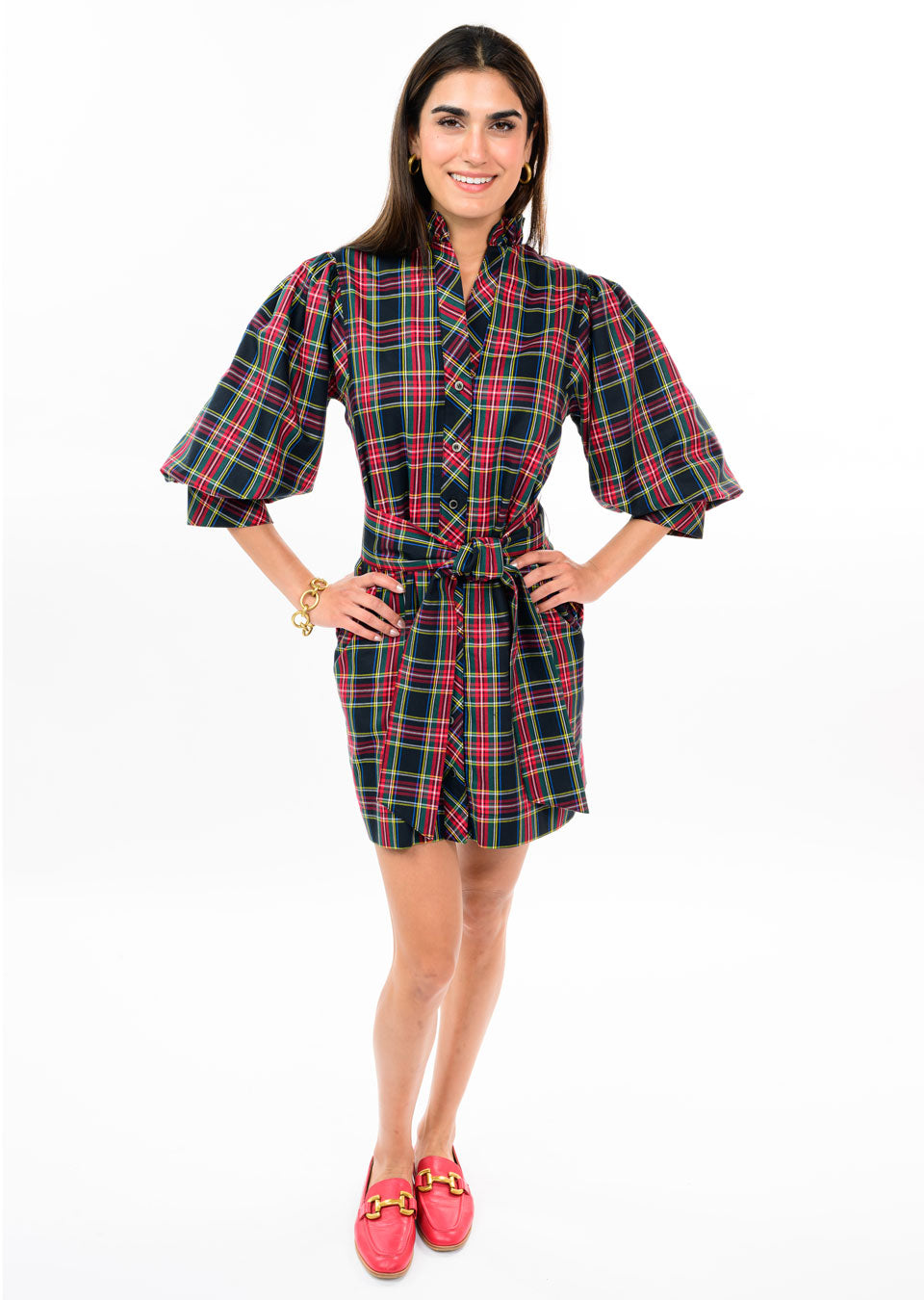 Black Tartan Shirt Dress