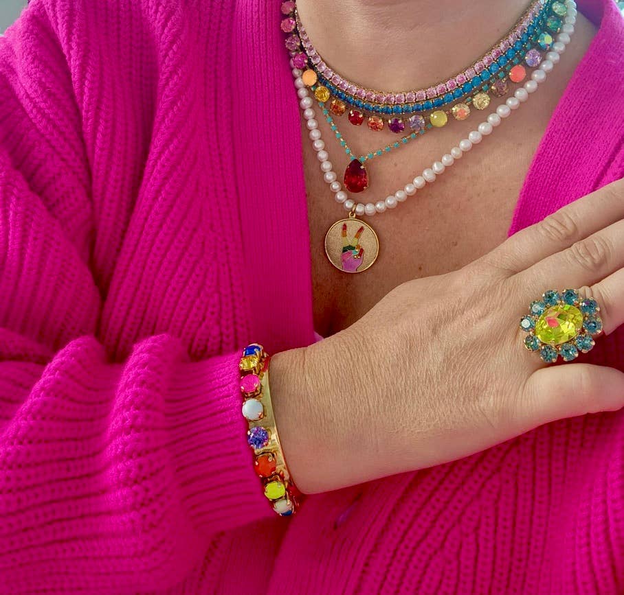 Nyon Pop Multi Color Swarovski Crystal Cuff Bracelet