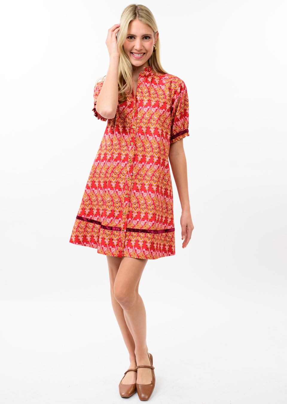 Red Velvet Ribbon Short Dress