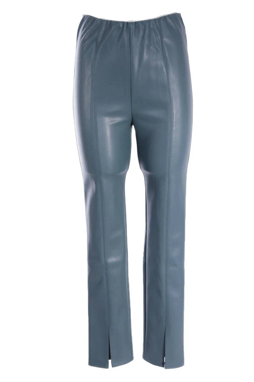 Faux Leather Split Hem Leggings