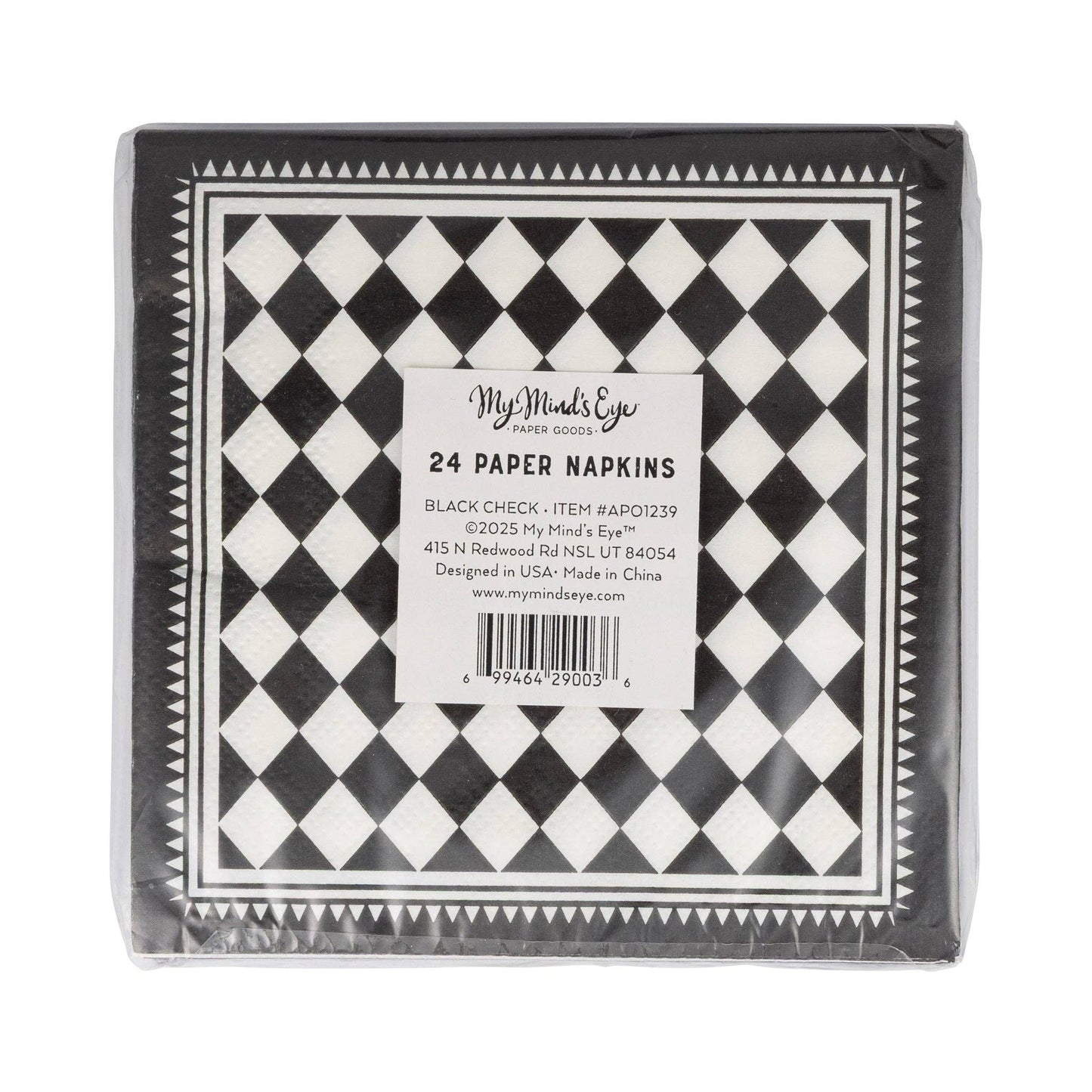 APO1239 - Black Checkers Cocktail Napkin