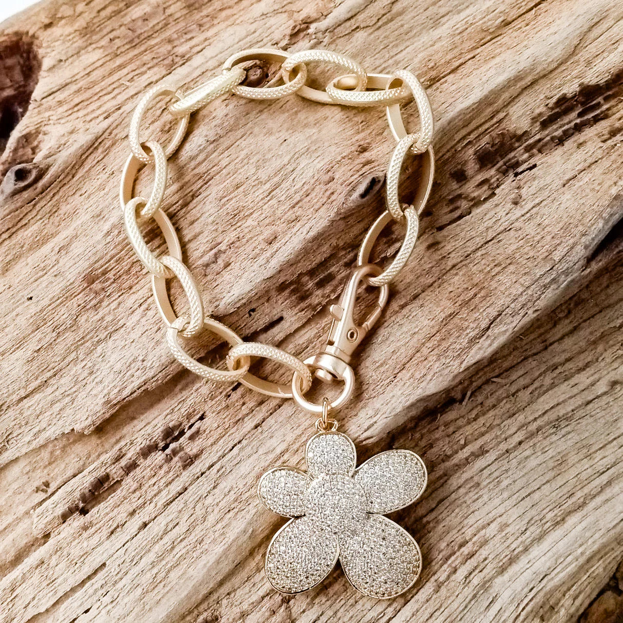 Abstract Flower on Mixed Chain Necklace