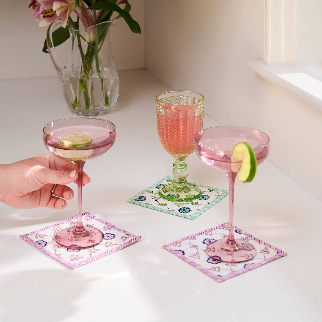 Carolina Canvas Coasters - Pink, SumnerEdit (Set of 4)