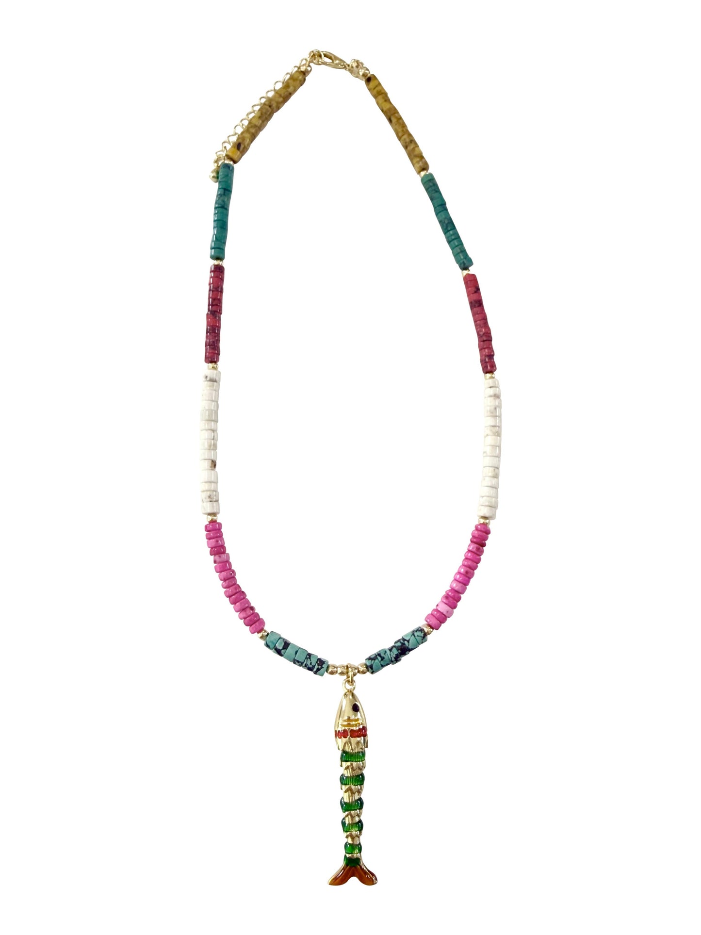 Lee Beaded Fish Charm Necklace
