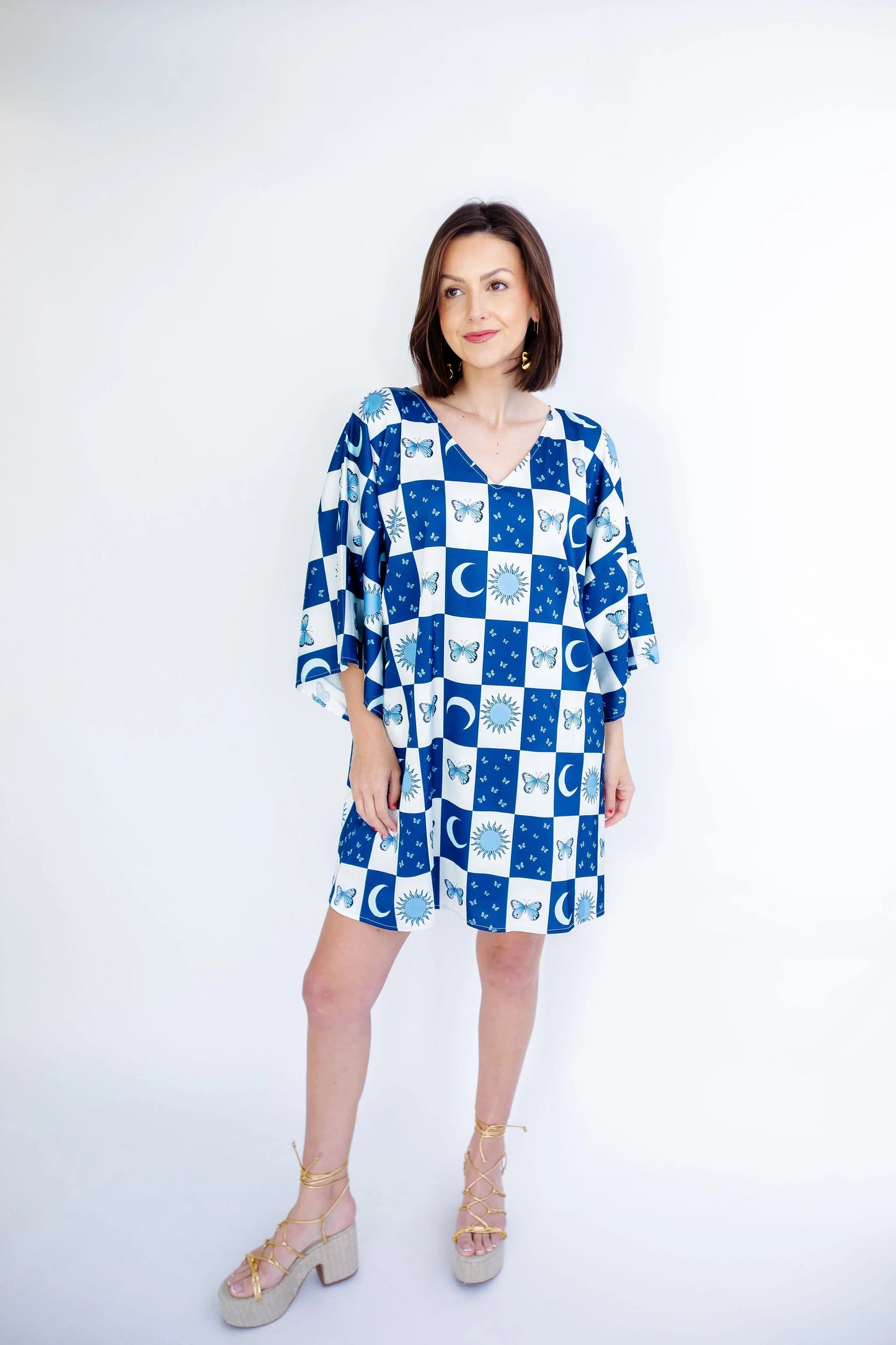 Goldie Mini Dress in Botanical Blues
