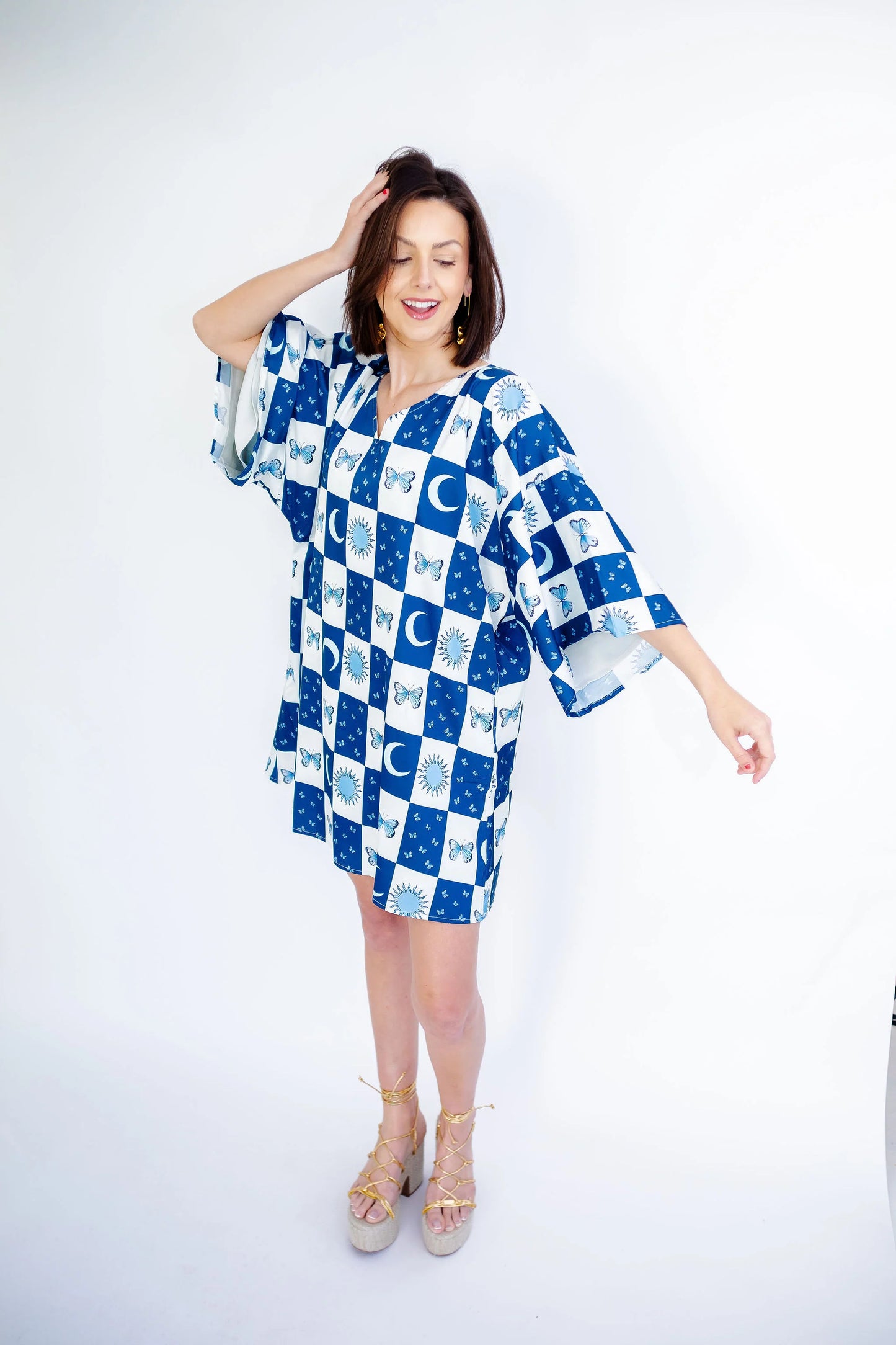 Goldie Mini Dress in Botanical Blues