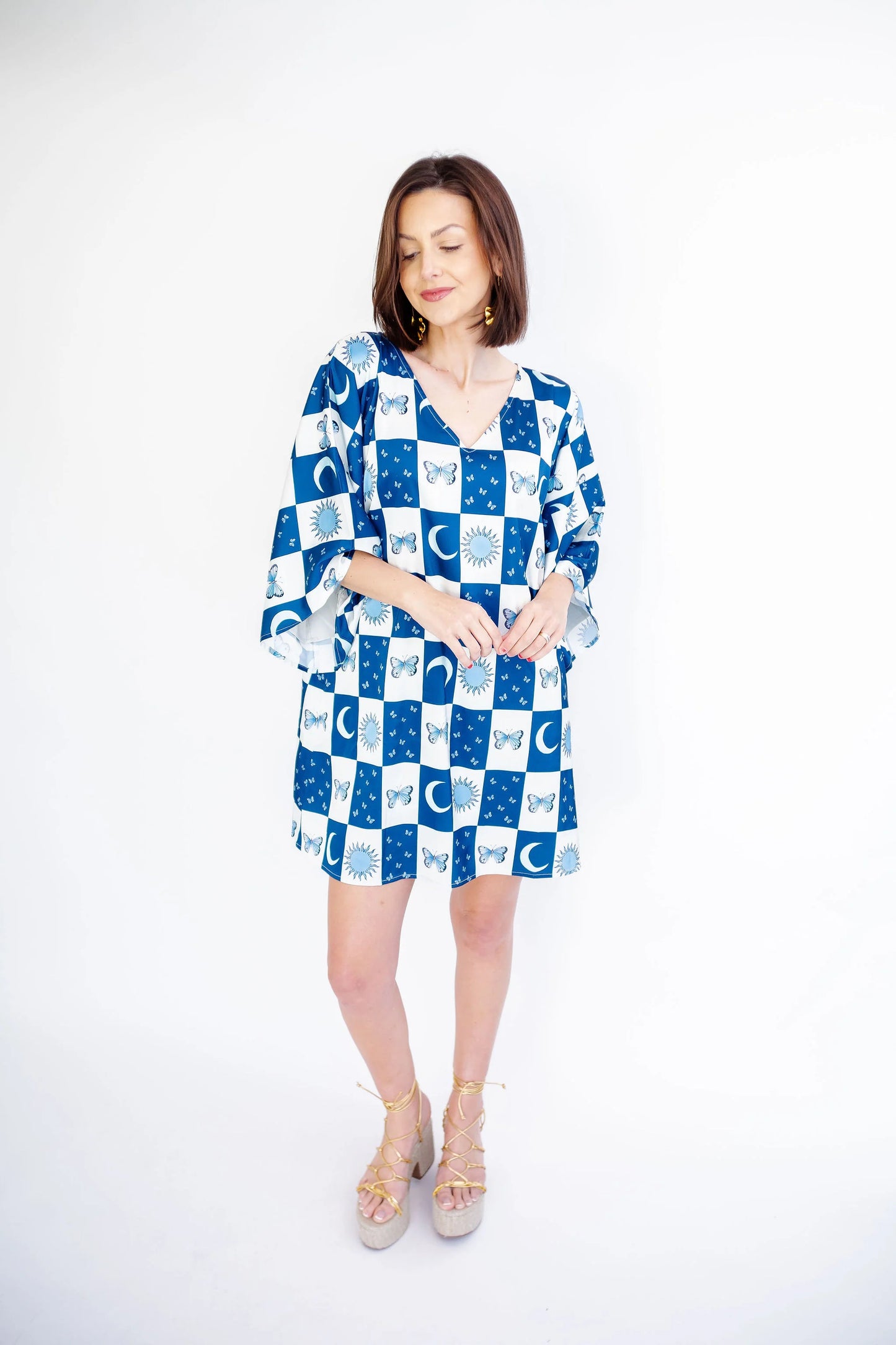 Goldie Mini Dress in Botanical Blues