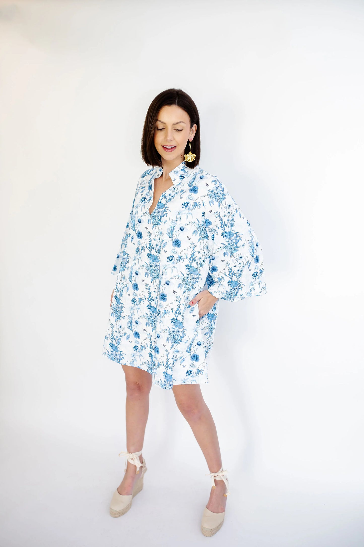Faye Short Dress in Porcelain