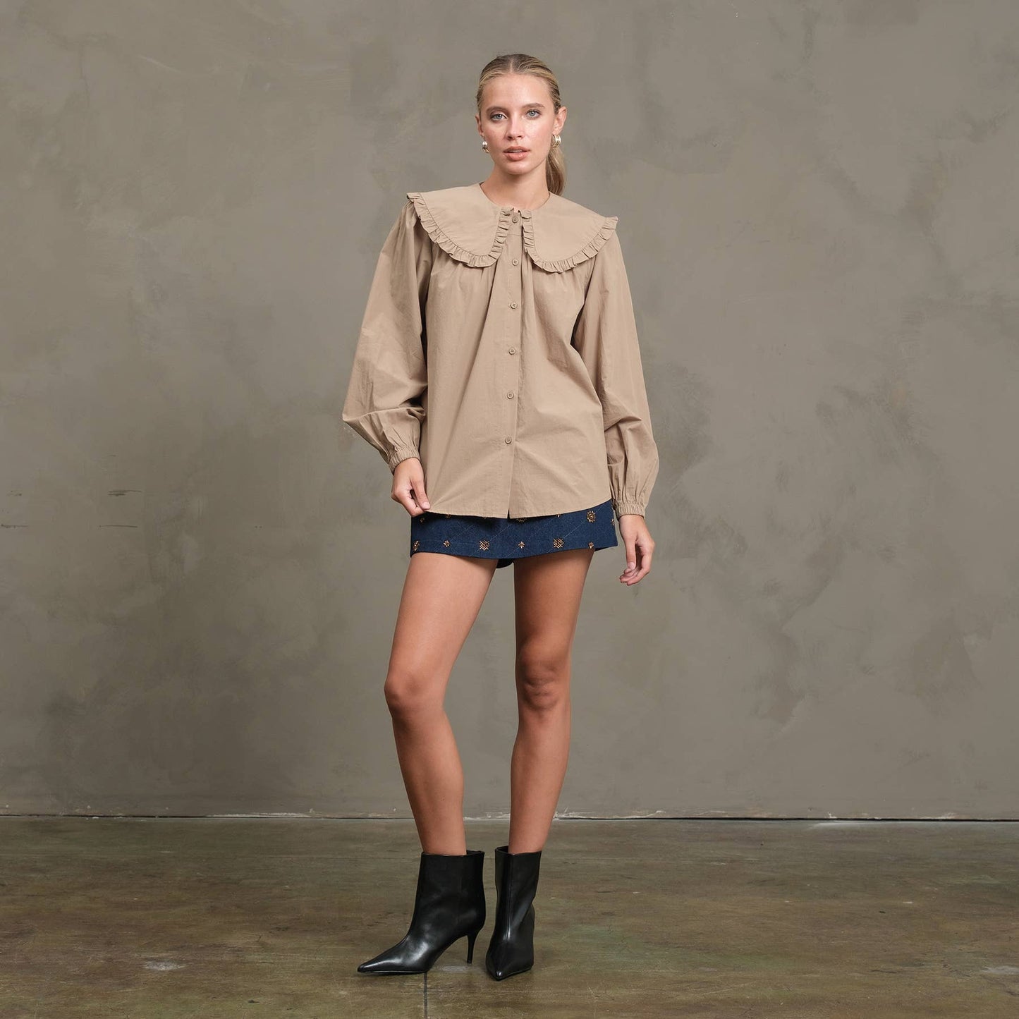 Frill Collar Cotton Blouse