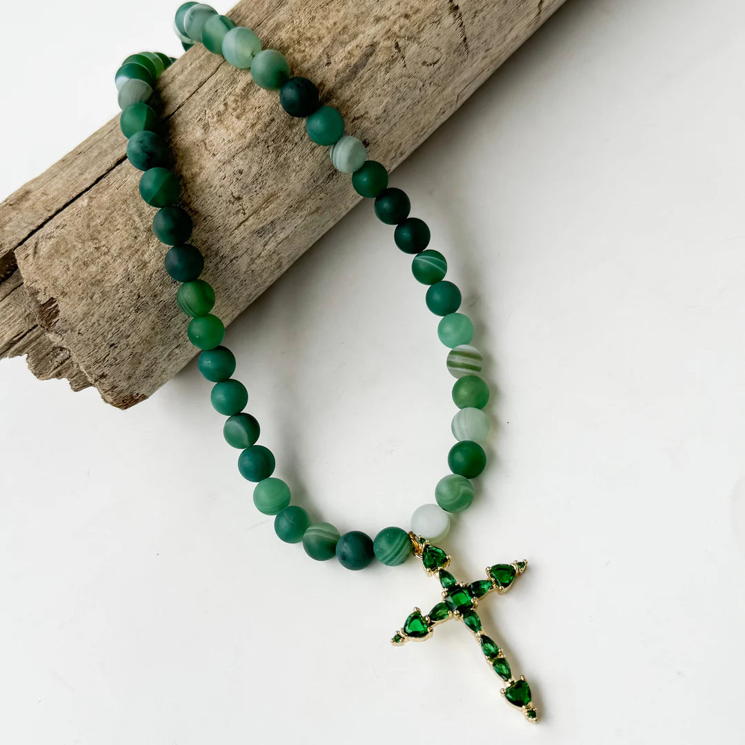 Gothic Rhinestone Cross on Gemstone
