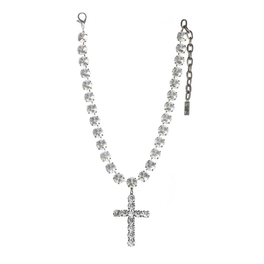 Donatella Necklace in Antique Silver - Swarovski Crystals