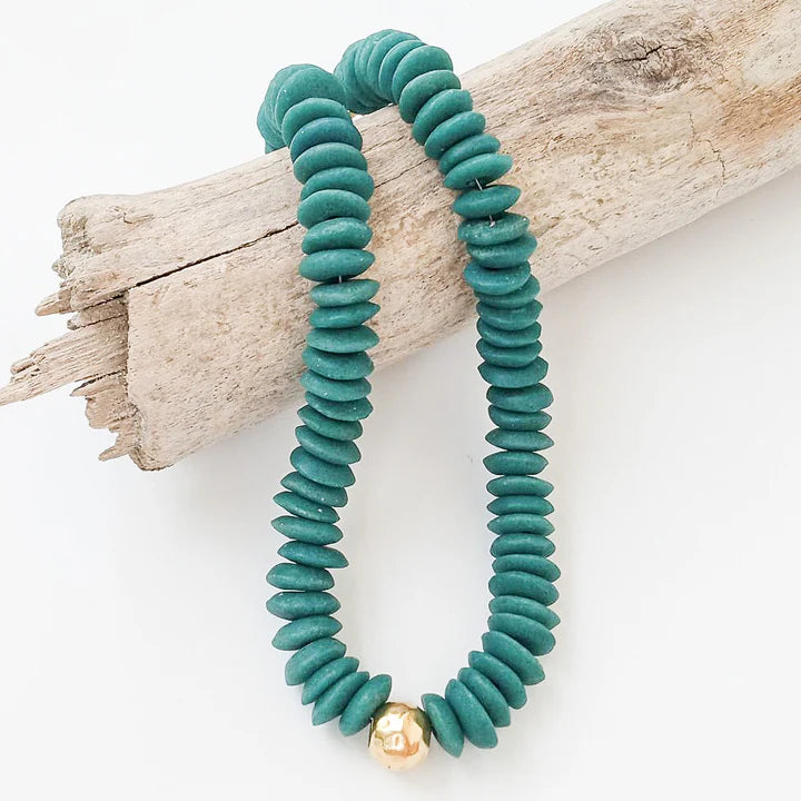 Heishi Clay Choker w/ Hammered Ball