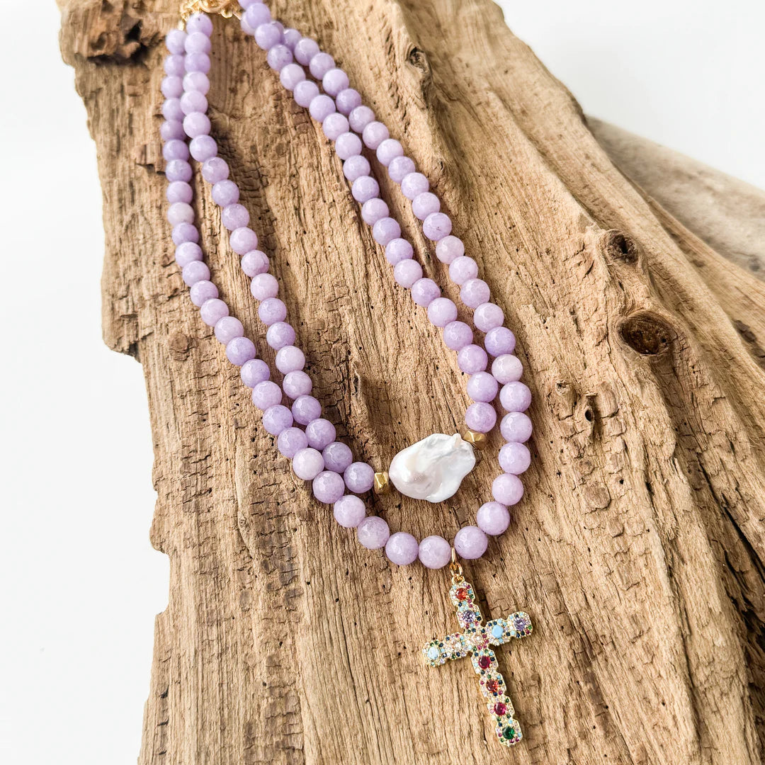 Multicolor Cross on Gemstone