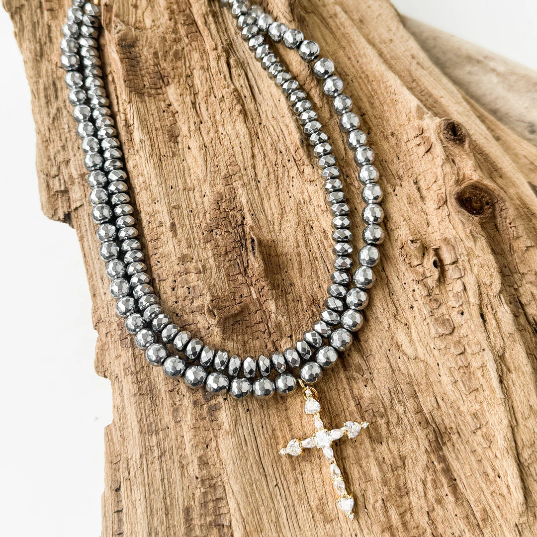 Gothic Rhinestone Cross on Gemstone