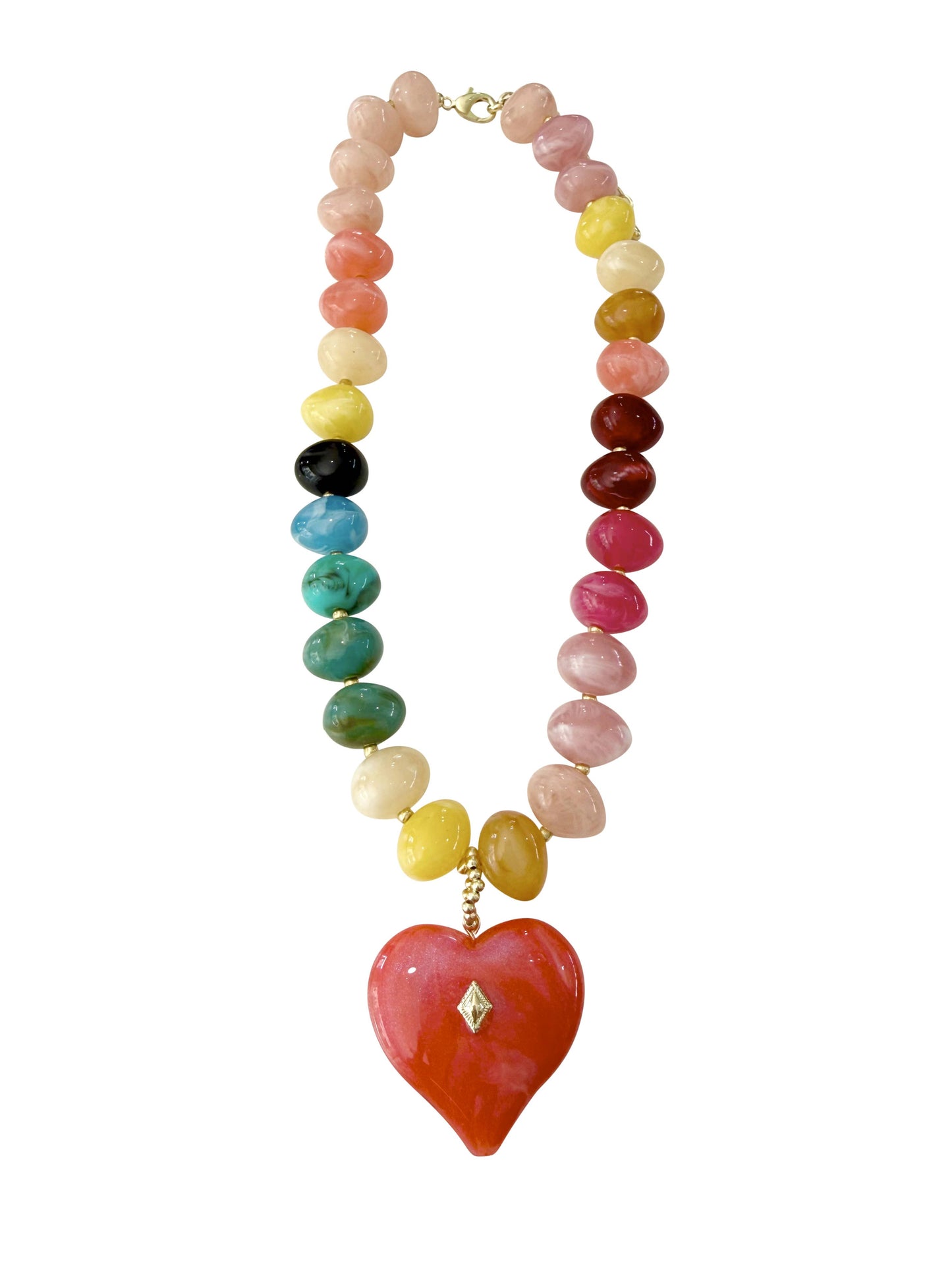 Tisha Multi Beaded Necklace with Heart Charm