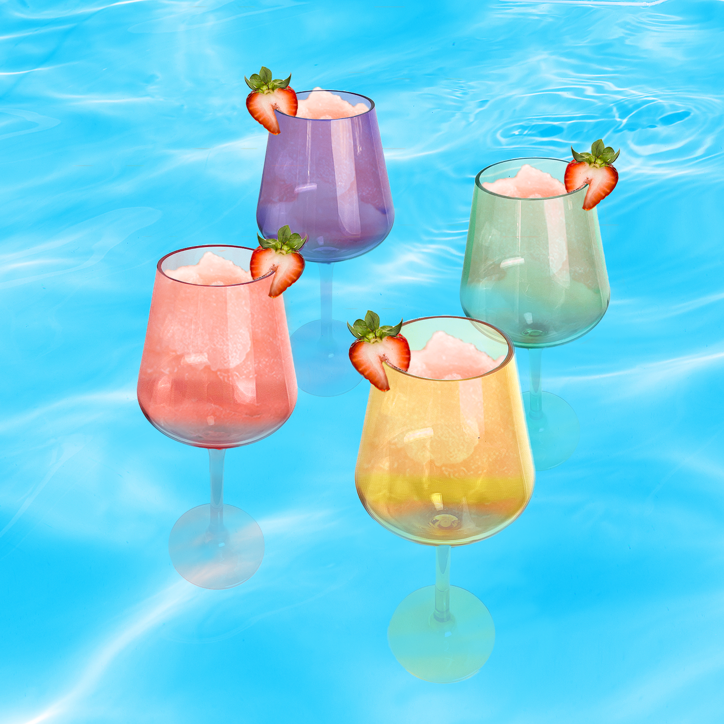 Floating Acrylic Plastic Stemmed Wine Glass