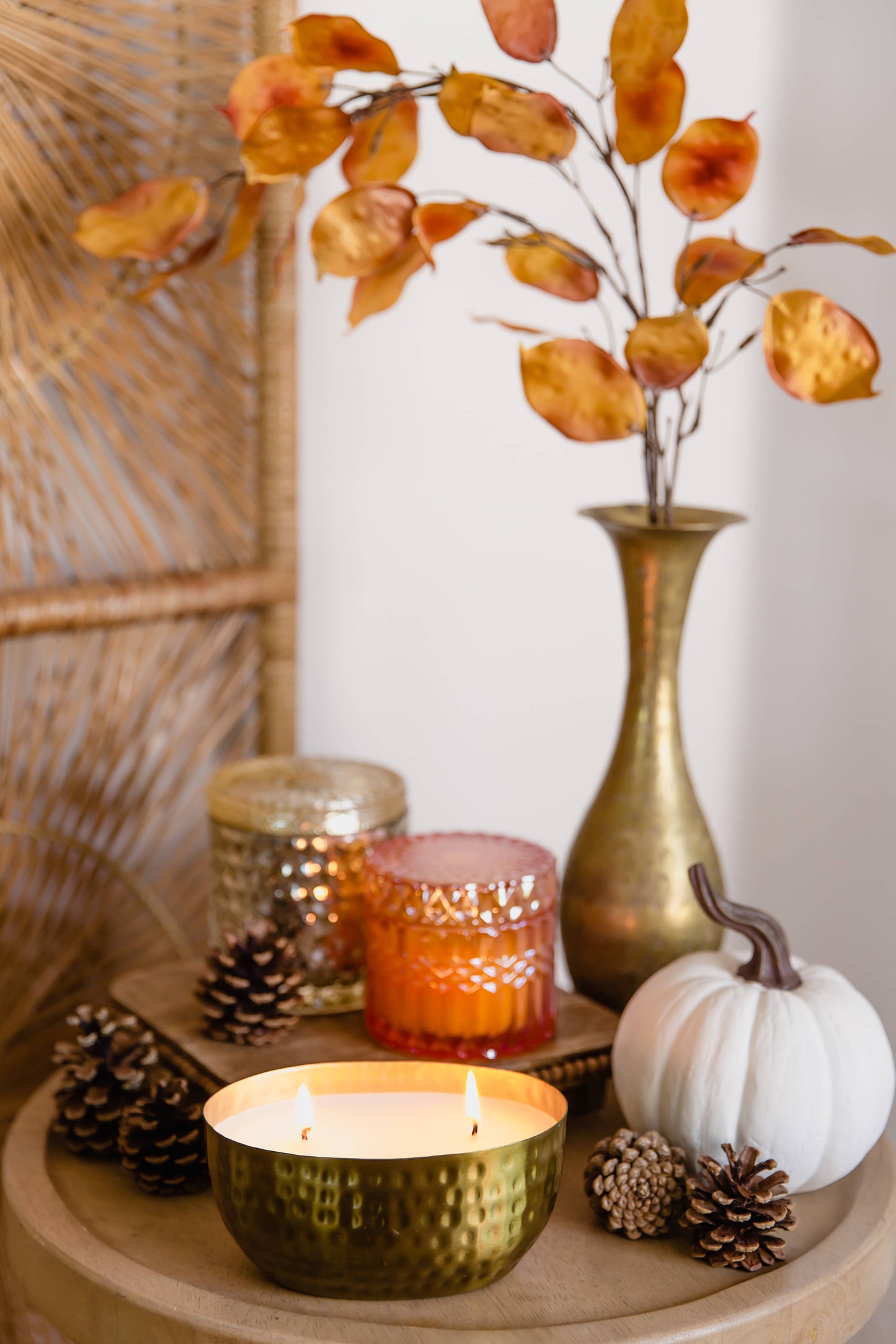 Pumpkin Chai Candle Gold ROUND Bowl 14oz