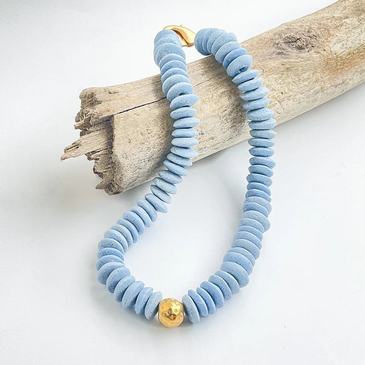 Heishi Clay Choker w/ Hammered Ball