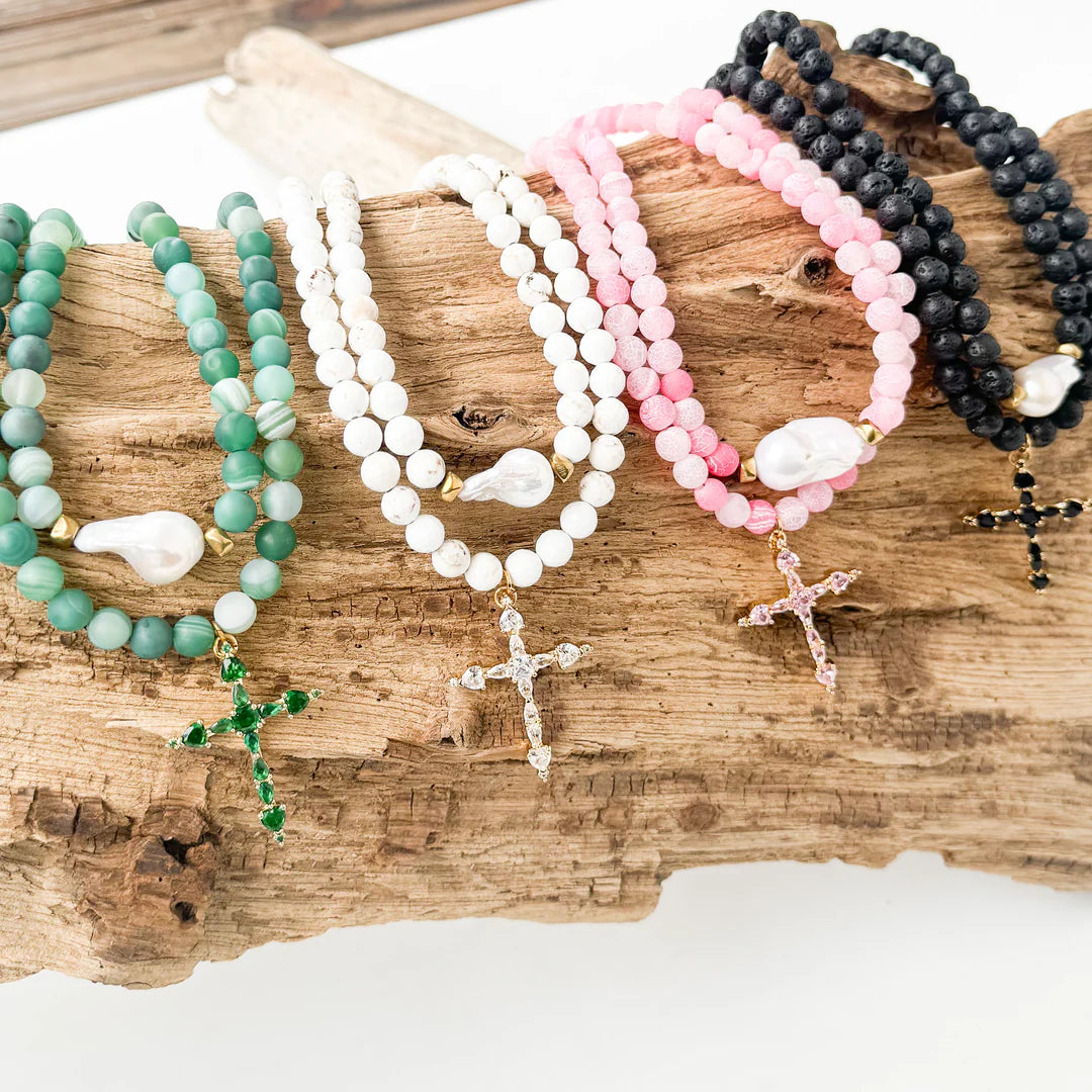 Gothic Rhinestone Cross on Gemstone