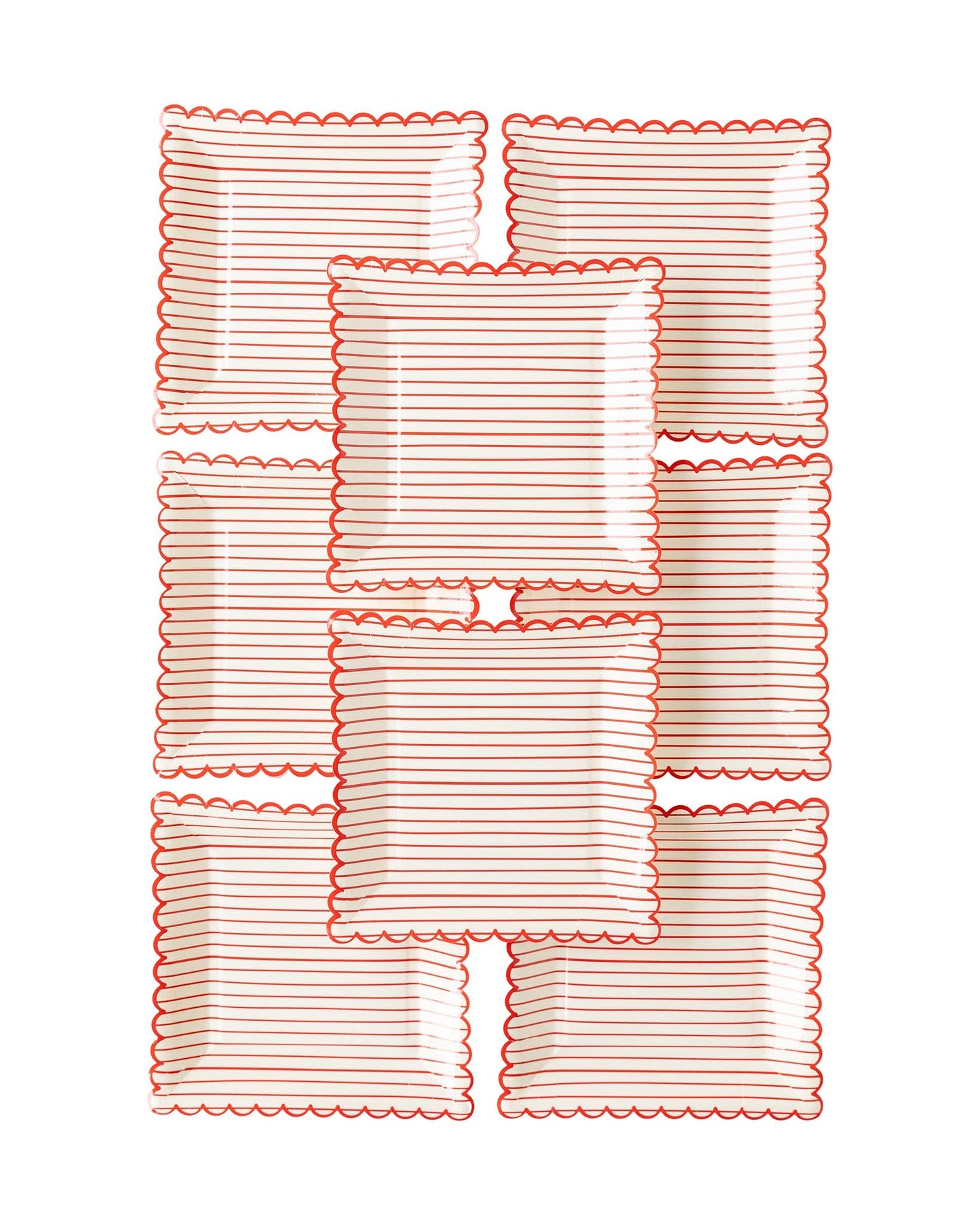 VAL940 - Red Striped Scalloped Plate