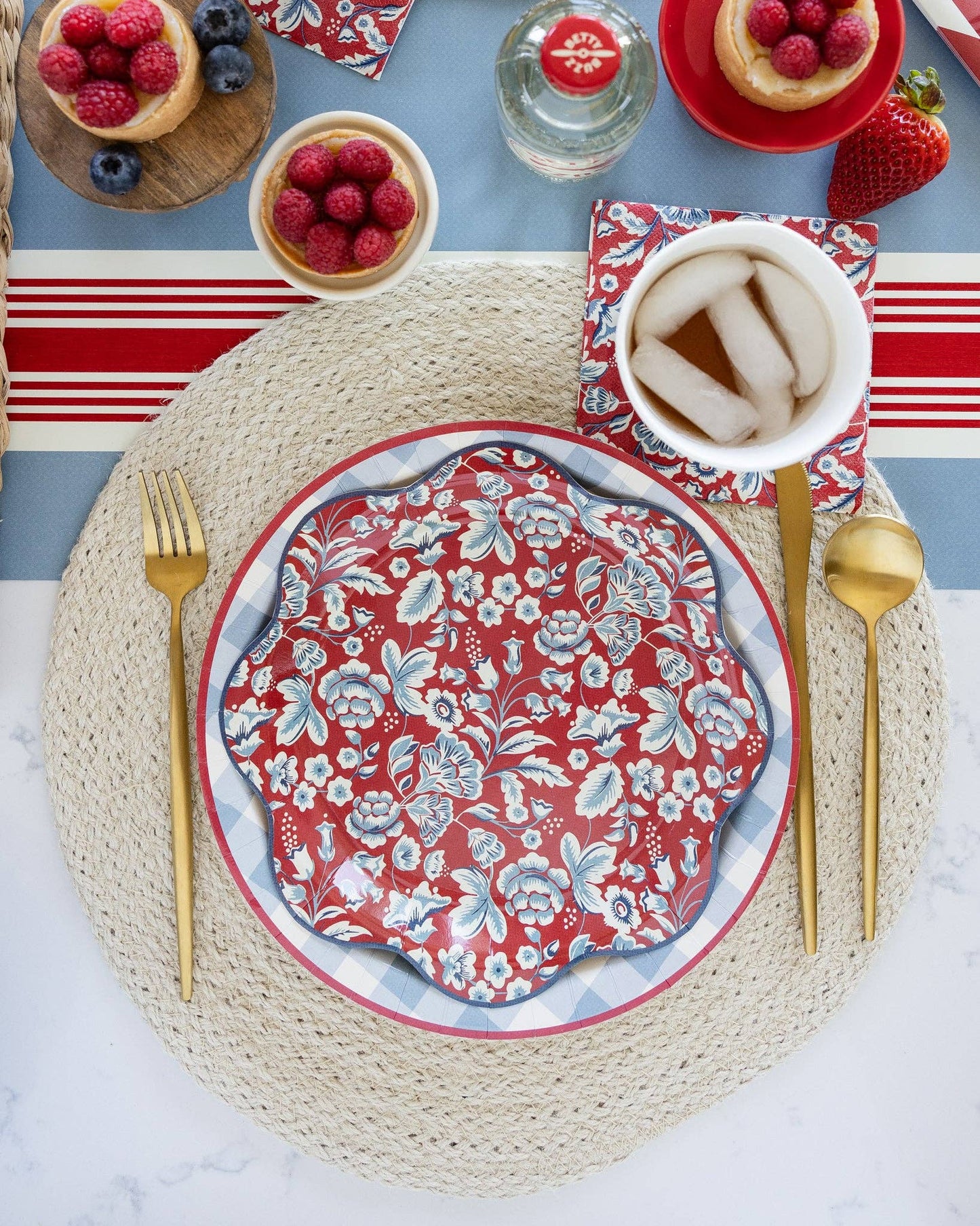 HAM1040 - Hamptons Chambray Gingham Paper Plate