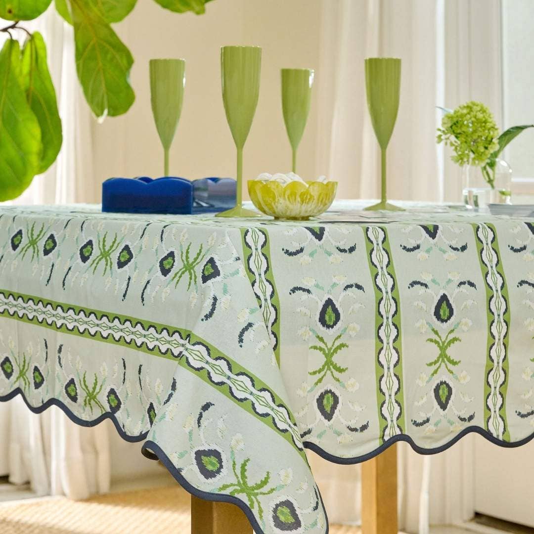 Rosemary Stripe Lagoon Square Game Tablecloth