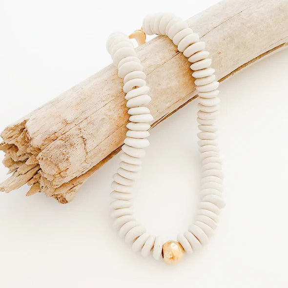 Heishi Clay Choker w/ Hammered Ball