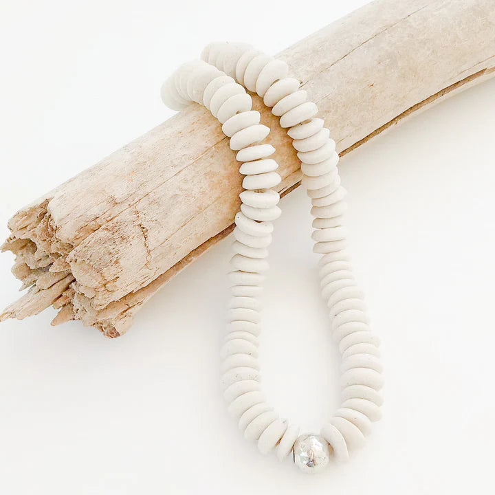 Heishi Clay Choker w/ Hammered Ball
