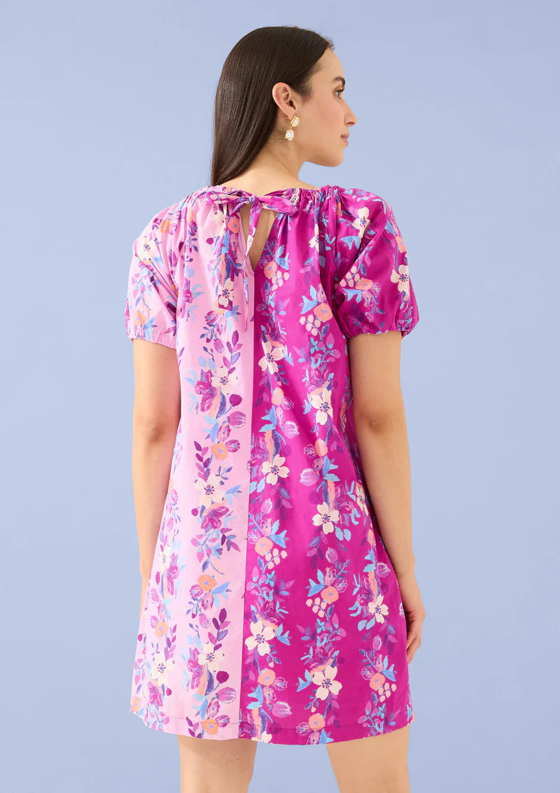 April Dress in Magenta Augusta Garden Stripe