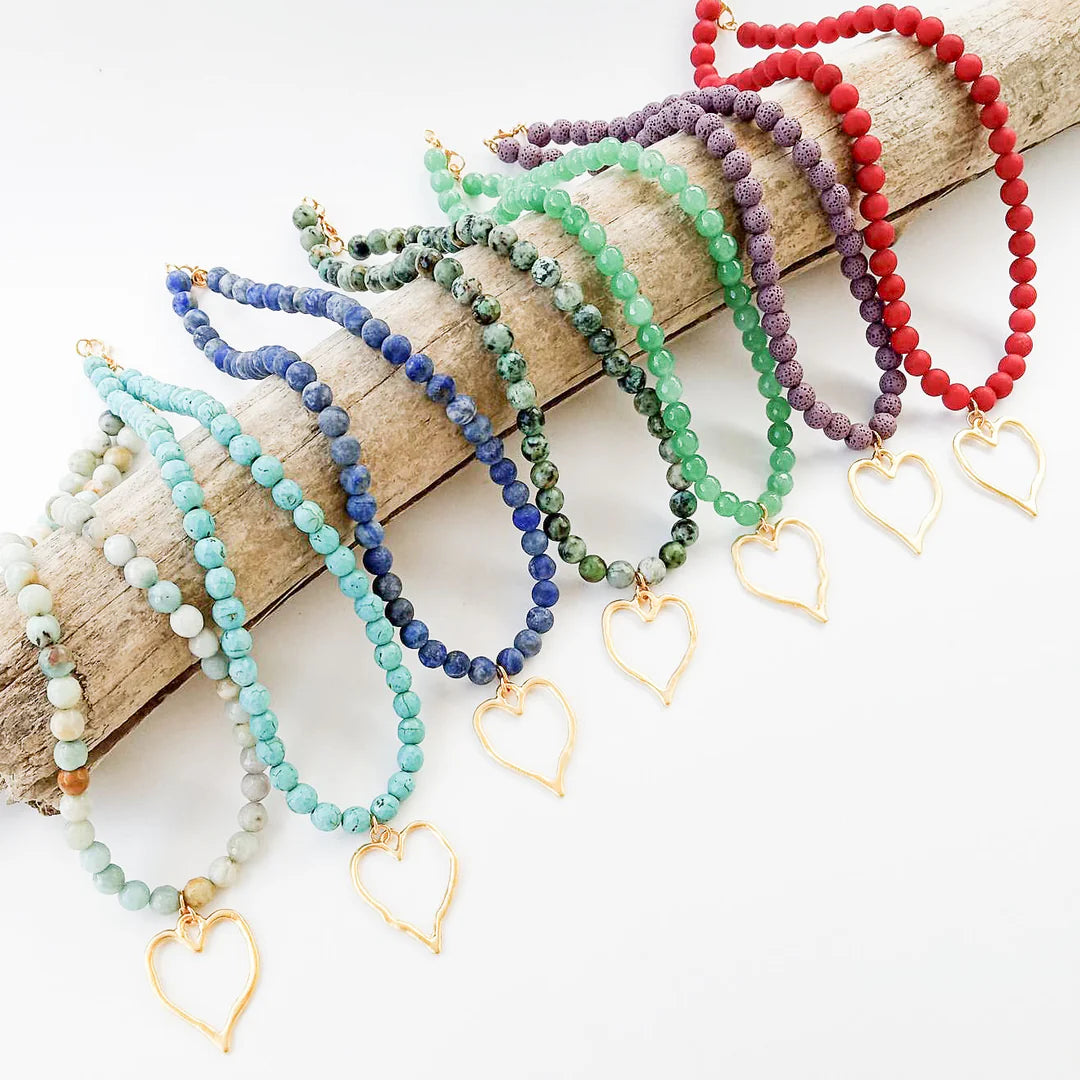 Gemstone Necklace with Heart