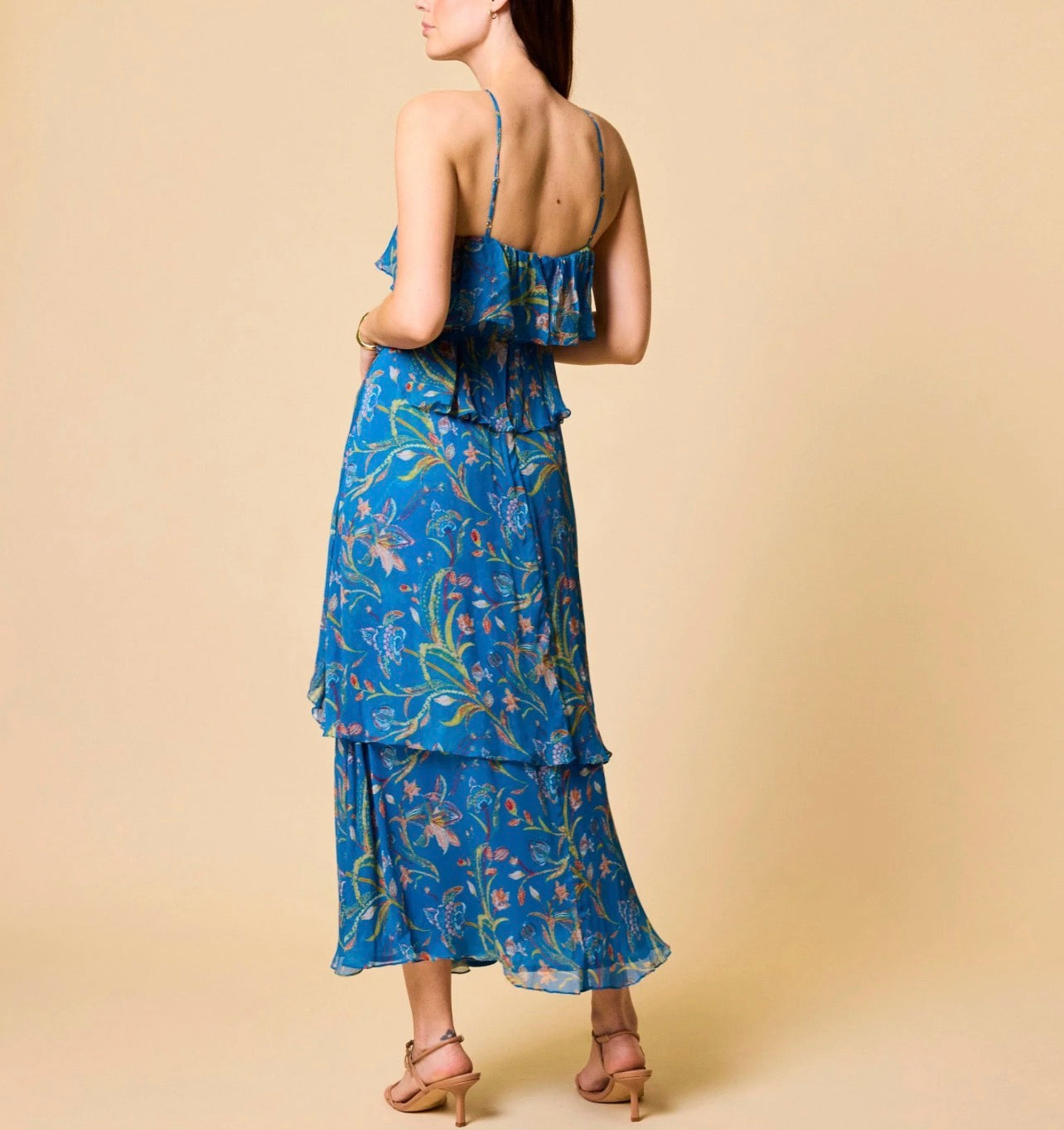 Aphrodite Ankle Dress in Blue Florabella