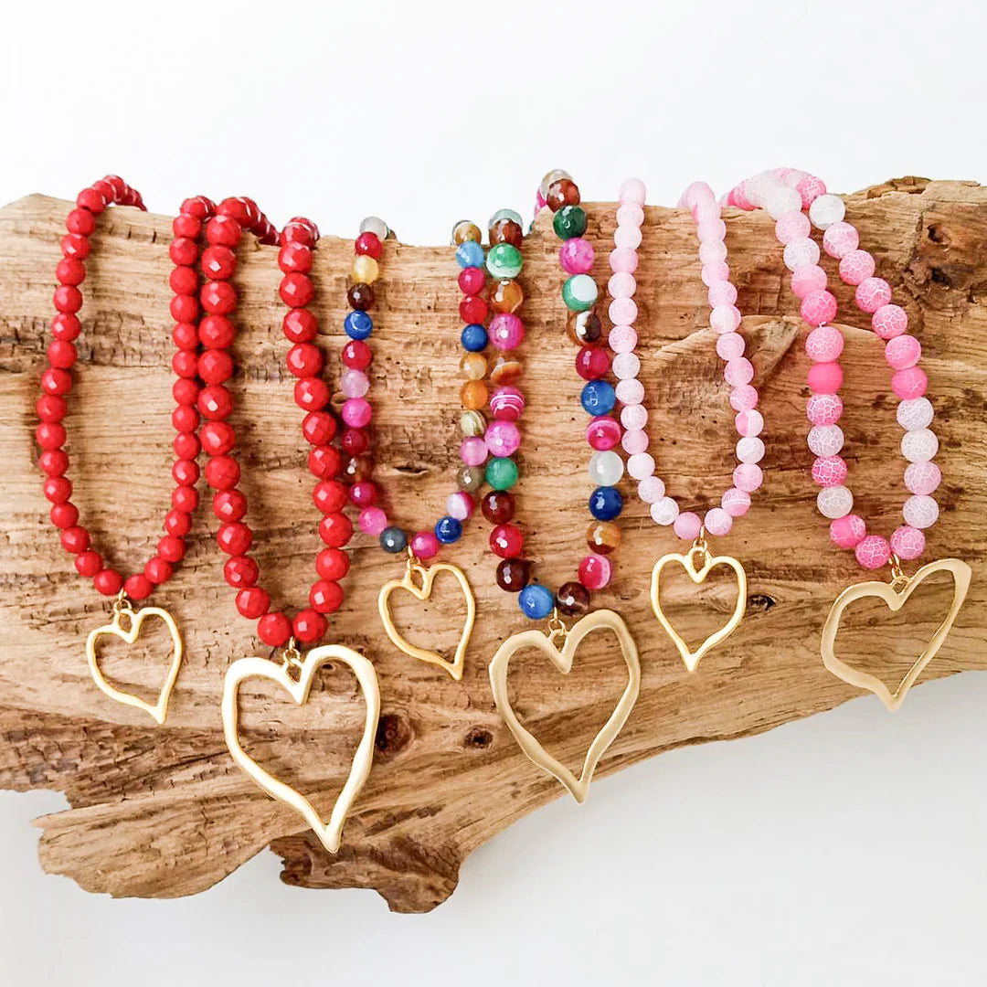 Gemstone Necklace with Heart