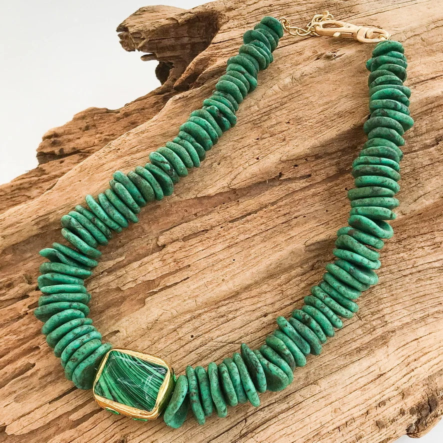 Gemstone Heishi Disc Necklace